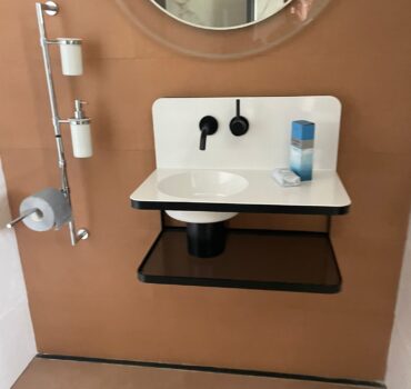 €800.00+iva S/STEEL19 LAVABO C/STRUTT+RUBIN NERO OP tutto acciaio inox vetrificato